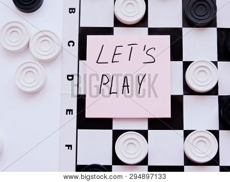 Checkerboard With Checkers. Business Strategy Competition, Strategic Planning For Winning Success. H