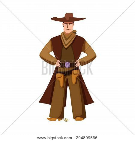 Vector Design Of Cowboy And Man Symbol. Set Of Cowboy And Hat Stock Symbol For Web.
