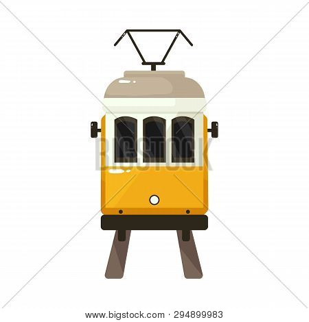 Vector Design Of Tram And Lisbon Logo. Set Of Tram And Railway Vector Icon For Stock.