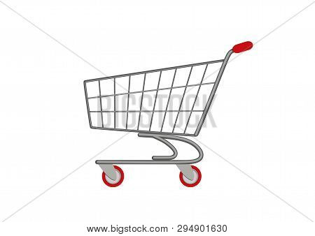 Supermarket Shopping Cart Icon Isolated Vector Shop, Consumption And Purchase Symbol