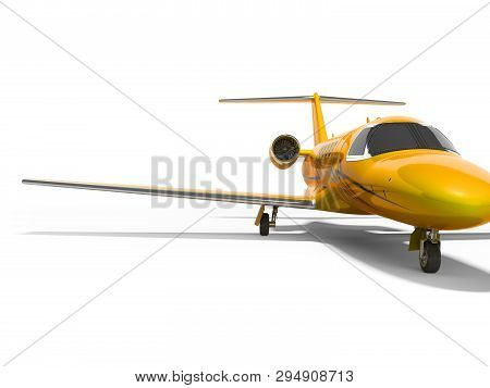 Orange Business Passenger Plane Isolated 3d Render On White Background With Shadow