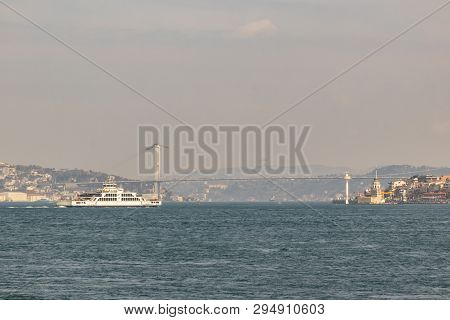 Sarayburnu,istanbul,turkey-march 23,2019. Cityscape And View From Sarayburnu In Istanbul With City L