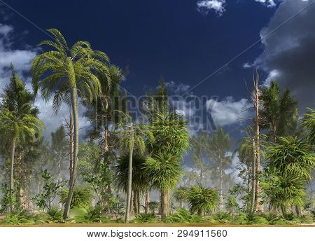 Forest Of The Mesozoic Era 3d Illustration