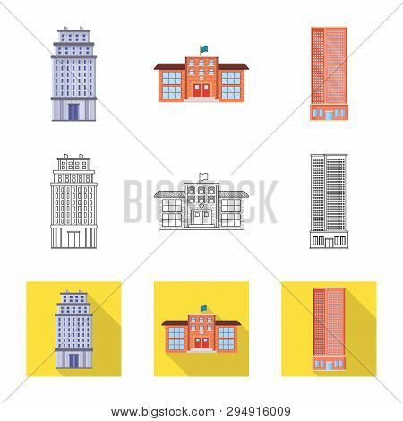 Vector Design Of Municipal And Center Logo. Set Of Municipal And Estate   Vector Icon For Stock.