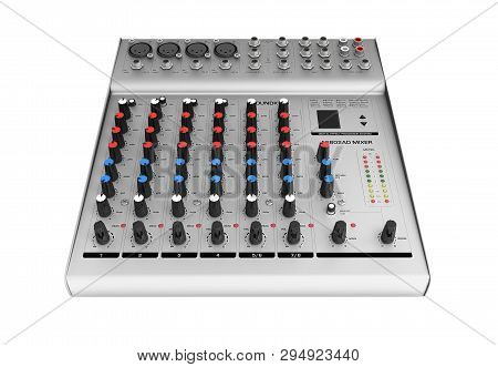 Hand Adjusting Audio Mixer Isolated On White Background 3d Render Without Shadow