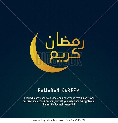 Ramadan Kareem Arabic Calligraphy Greeting Design With Crescent Moon At Night Sky Background Vector 