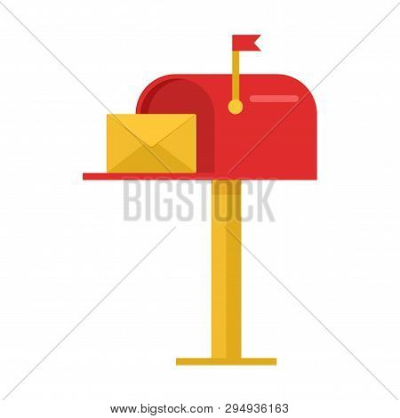 Red Mailbox With Yellow Envelope. Vector Illustration