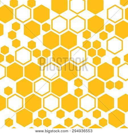 Geometric Seamless Pattern With Yellow Honeycomb. Vector Illustration