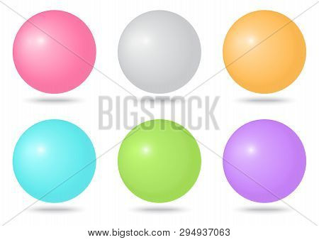 Set Of Colorful Spheres With Shadow. Vector Illustration