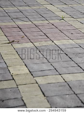 Ancient Pavement Leading Into The Distance With Vanishing Point As Ancient Background In Vintage Sty
