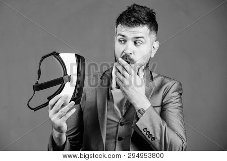 Digital Technology For Business. Business Implement Modern Technology. Business Man Virtual Reality.