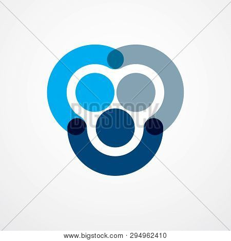 Teamwork And Friendship Concept Created With Simple Geometric Elements As A People Crew. Vector Icon
