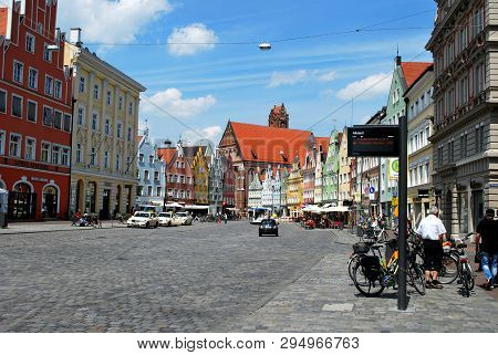 Landshut, Bavaria, Germany - June 04, 2014: The View Of The Historical Center Of Landshut
