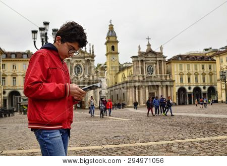 Turin, Piedmont, Italy. April 2019. Piazza San Carlo