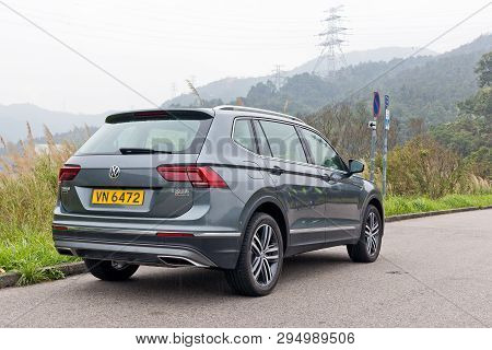 Hong Kong, China March 15, 2019 : Volkswagen Tiguan Allspace Interior March 15 2019 in Hong Kong.