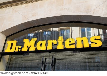 Bordeaux , Aquitaine / France - 11 08 2020 : Dr Martens Logo And Text Sign Store Front Of Footwear A