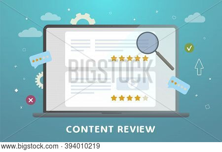 Website Content Review Concept. Feedback, Audience Engagement, Reviews And Rating, Testimonials And 