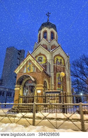 Russia, St. Petersburg 07,01,2019 Church-chapel Of The Icon Of The Mother Of God, The Burning Bush