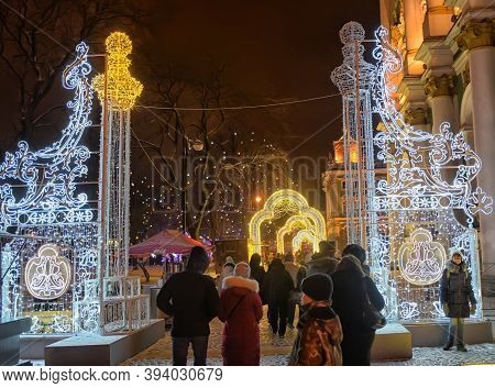 Petersburg, Russia, 05,01,2017 Christmas Gate Next To The Winter Palace