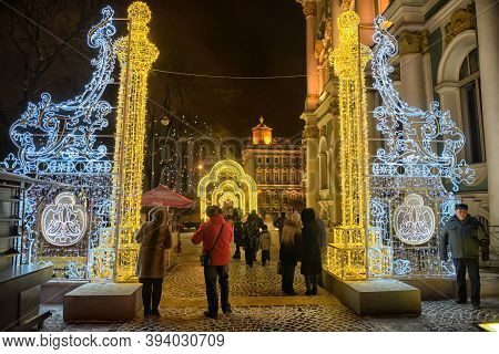 Petersburg, Russia, 05,01,2017 Christmas Gate Next To The Winter Palace