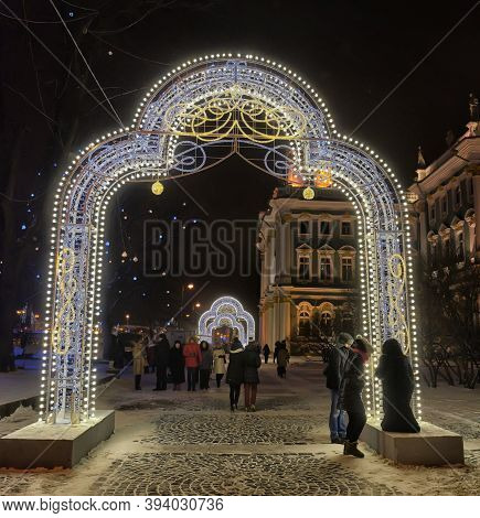 Petersburg, Russia, 05,01,2017 Christmas Gate Next To The Winter Palace