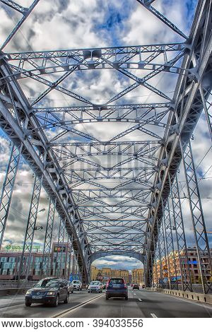 Russia, St. Petersburg, 24,09,2016 Bolsheokhtinsky Bridge, Also Called The Peter The Great Bridge