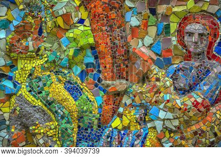 Figures From A Mosaic.
St. Petersburg, Russia - 17 June, 2018.
Freely Accessible For Examination Of 