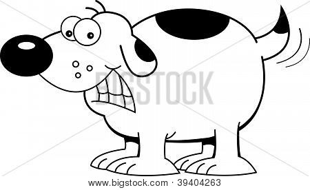 Tegneserie hund logrer sin hale