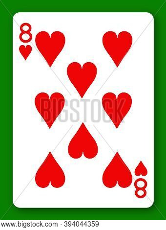 An 8 Eight Of Hearts Playing Card With Clipping Path To Remove Background And Shadow 3d Illustration