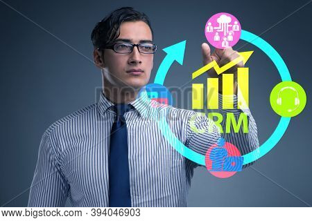 CRM custromer relationship management concept with businessman
