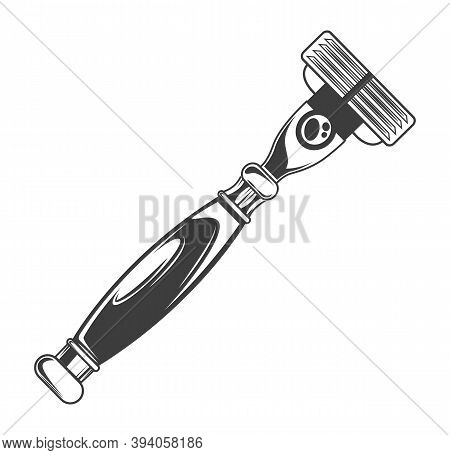 Shaving Razor Icon. Safe Shaver Tool With Multiple Blades. Trendy Flat Shaving Razor Icon From Hygie