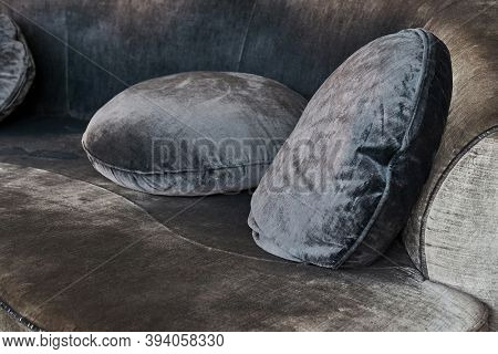 Couch and cushions, luxurious silky interior furniture