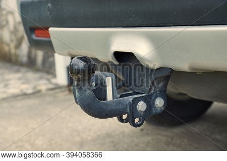 Towbar on a car, black steel part