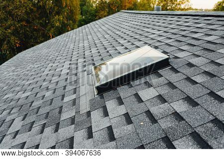 exit roof window on shingles flat polymeric roof-tiles