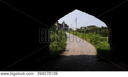 Jamia Mosque Footpath Isolated In Arch, Kalaburagi, Karnatka/india-october 30.2020