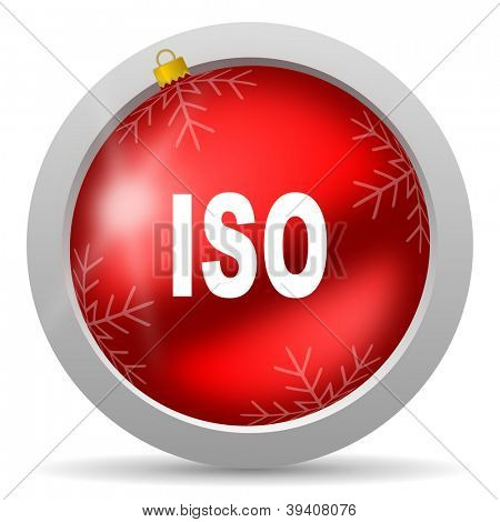 ícone de Natal brilhante ISO vermelho sobre fundo branco