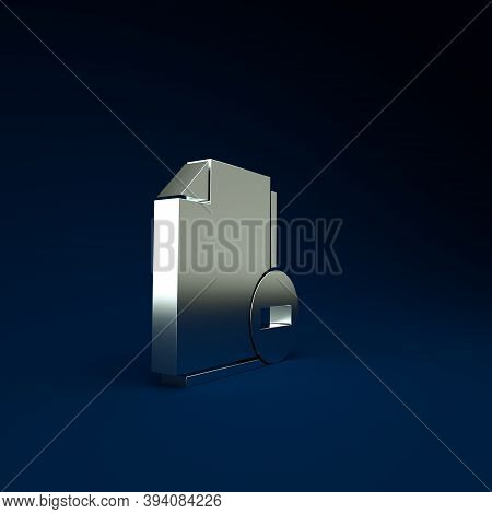 Silver Document With Minus Icon Isolated On Blue Background. Clear Document. Remove File Document. D