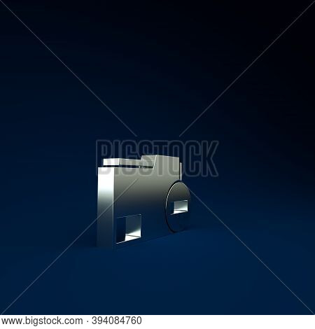Silver Document Folder With Minus Icon Isolated On Blue Background. Clear Document. Remove File Docu