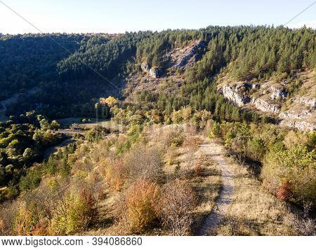 Aerial Autumn View Of Nishava River Gorge, Balkan Mountains, Bulgaria