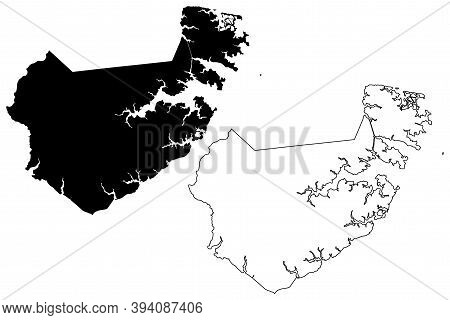 Pamlico County, North Carolina State (u.s. County, United States Of America, Usa, U.s., Us) Map Vect