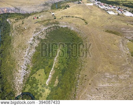 Aerial View Of Iskar Panega Geopark Along The Gold Panega River, Bulgaria