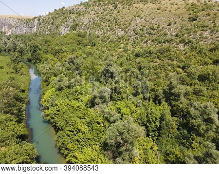 Aerial View Of Iskar Panega Geopark Along The Gold Panega River, Bulgaria