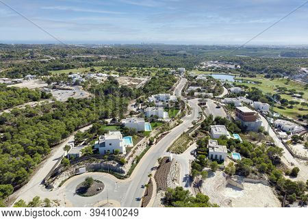Aerial Panoramic Image Las Colinas Golf Course Modern Luxury Villas And Surrounding Countryside. Cos