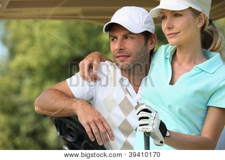 Golf oynarken Çift