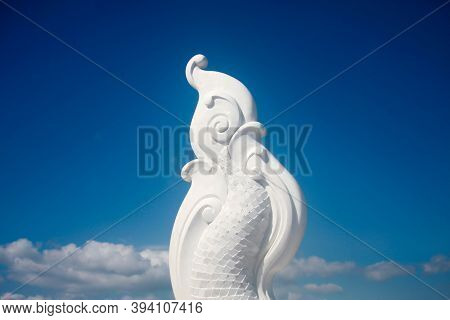 A Serpent Tail Shaped Like A Fish Tail At A Hilltop Temple In Phuket, Thailand.