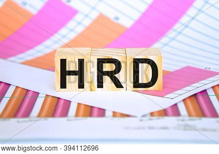 Hrd Word Written On A Wooden Block. Hrd Text On Table, Concept.