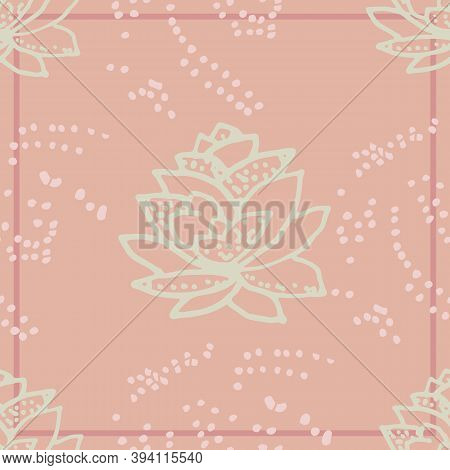 Mockup For Decorating A Ribbon On Social Networks. Background In Pastel Colors With Flowers. Vector 