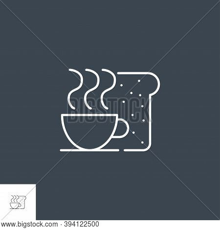Breakfat Related Vector Line Icon. Isolated On Black Background. Editable Stroke.