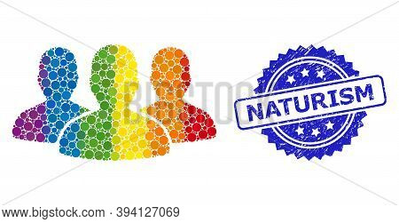Rainbow Gradient Colorful Circle Collage Leader Men Group, And Naturism Rubber Rosette Watermark. Bl
