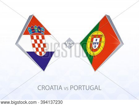 Europe Football Competition Croatia Vs Portugal, League A, Group 3. Vector Illustration.